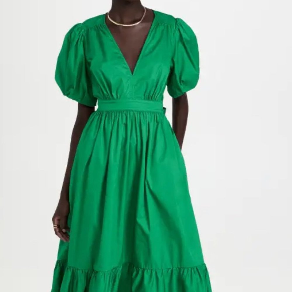 Xirena Sea Green Puff Sleeve Maxi Dress